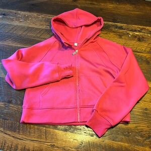 Dark Pink Full Zip Cropped Hoodie - Small - like NEW!